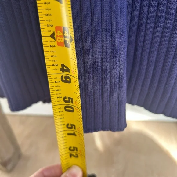 Merokeety Ribbed Knit MIDI Polo Dress Blue Button V-Neck Size S NWT Old Money - Picture 7 of 9